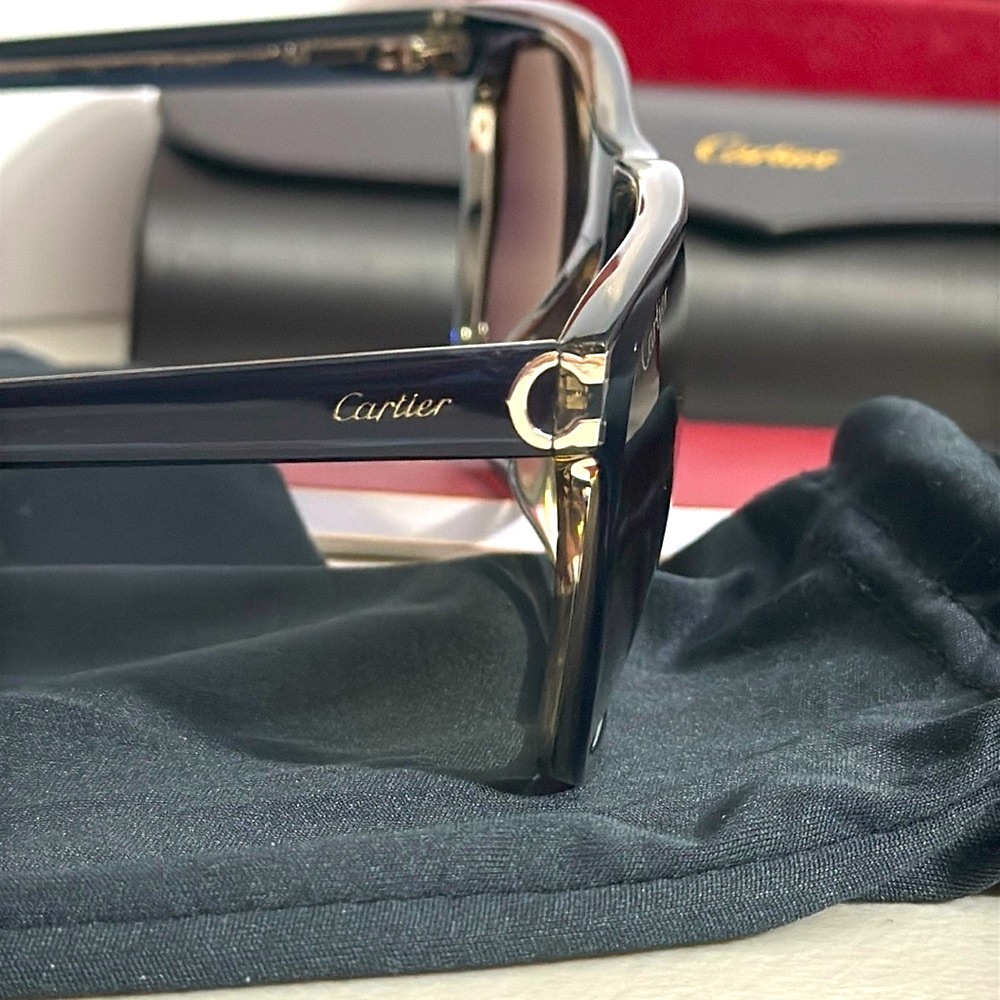 NEW Cartier Deep blue silver hardware Luxury Sunglasses 😎 signature authentic - Picture 3 of 14